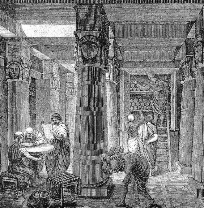 Александрийская библиотека. Гравюра О. фон Корвена, XIX век. | Фото: ru.wikipedia.org. Александрийская библиотека Гравюра О фон Корвена XIX век Фото ruwikipediaorg