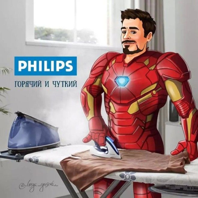 Lот как бы выглядела реклама известных брендовесли бы в ней были супергерои