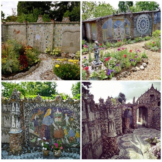 Внутренняя часть забора декорированы мозаикой.