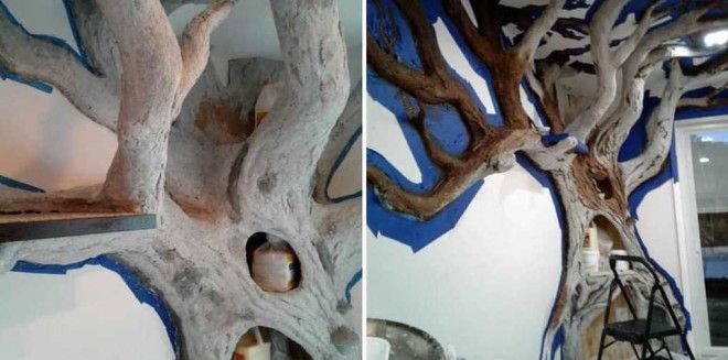 SBМужчина покорил кошачье сердечко построив огромное дерево в квартире