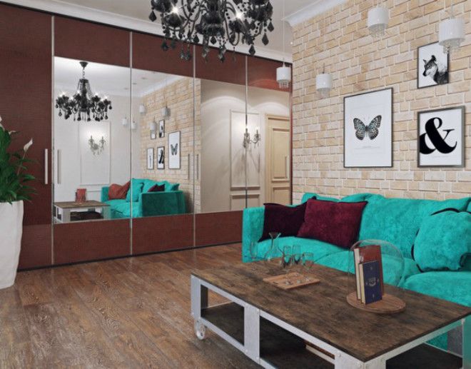 Светлая гостиная в стиле лофт Фото Маленькие интерьеры